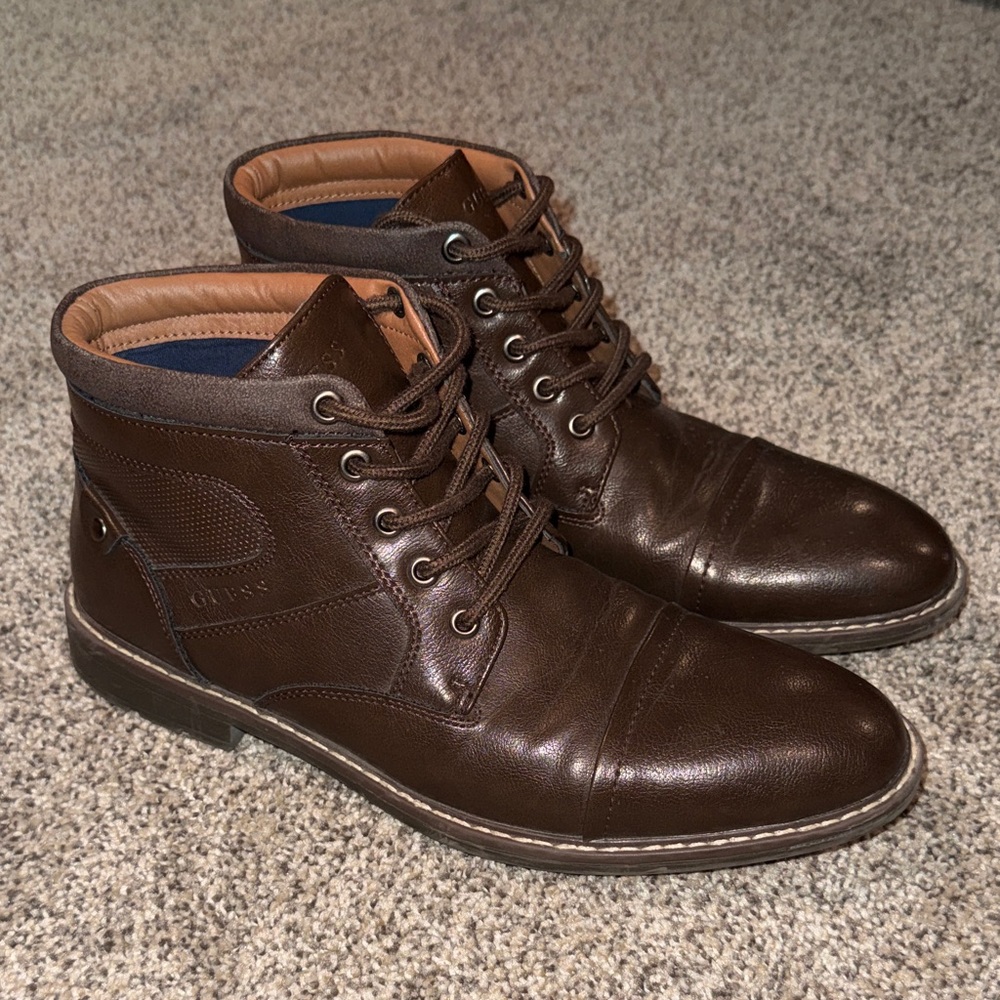 Guess Men's Brown Leather Boots